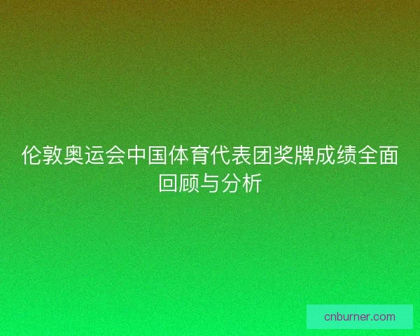 伦敦奥运会中国体育代表团奖牌成绩全面回顾与分析